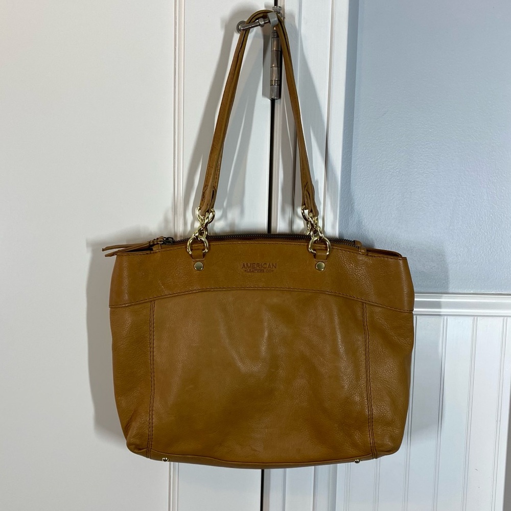American Leather Co. Camel Tan Taylor Triple Entry Satchel